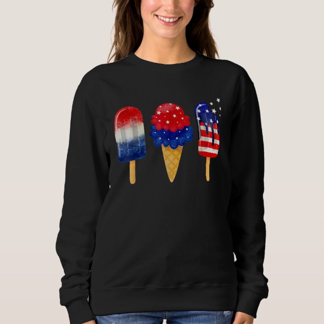 4th Of July Popsicle American Flag Patriotic Summe Sweatshirt (Front)