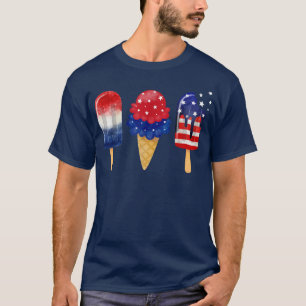 4th of July Popsicle American Flag Patriotic Summe T-Shirt