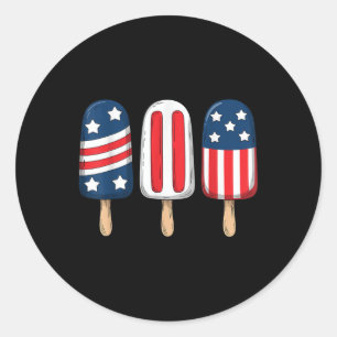 4th Of July Popsicle Patriotic American Flag  Classic Round Sticker
