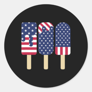 4th of July Popsicle Patriotic American Flag Memor Classic Round Sticker