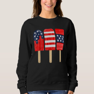 4th of July Popsicle Red White Blue American Flag Sweatshirt