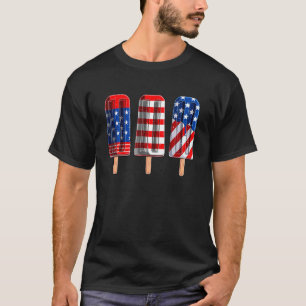 4th Of July Popsicle Red White Blue American Flag T-Shirt