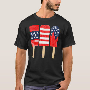 4th Of July Popsicle Red White Blue American Flag  T-Shirt