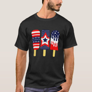 4th of July Popsicle Red White Blue American Flag T-Shirt