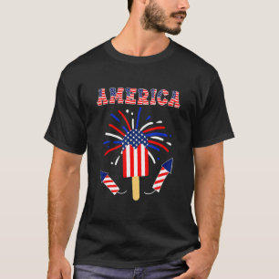 4th Of July Popsicle Red White Blue American Flag T-Shirt