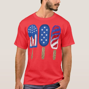 4th of July Popsicle Red White Blue American Flag T-Shirt