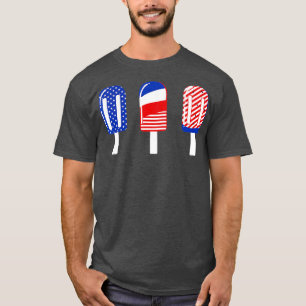 4th of July Popsicle Red White Blue American Flag  T-Shirt