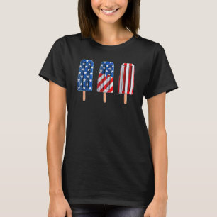 4th Of July Popsicle Red White Blue American Flag T-Shirt
