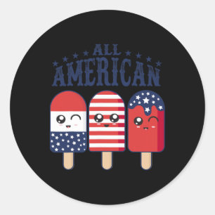 4th Of July Popsicle Usa Flag Patriotic Summer Boy Classic Round Sticker