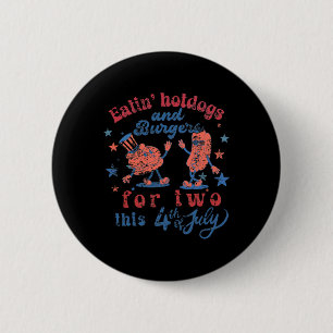 4th Of July Pregnancy Eating Hotdogs And Burger Fo 6 Cm Round Badge