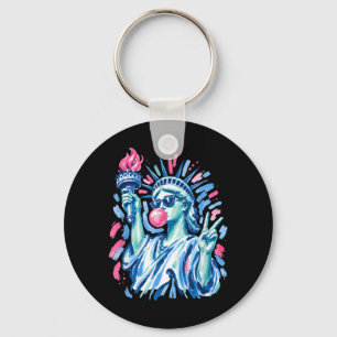 4th Of July Preppy Statue Of Liberty Blowing Key Ring