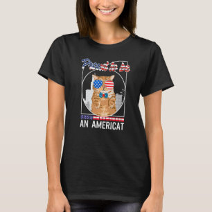 4th Of July Proud Americat Usa Flag Merica Cat Ind T-Shirt