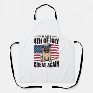 4th of July Pug Patriotic Vintage Shirt Design_1 Apron