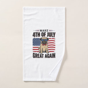 4th of July Pug Patriotic Vintage Shirt Design_1 Hand Towel