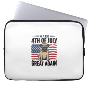 4th of July Pug Patriotic Vintage Shirt Design_1 Laptop Sleeve