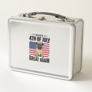 4th of July Pug Patriotic Vintage Shirt Design_1 Metal Lunch Box