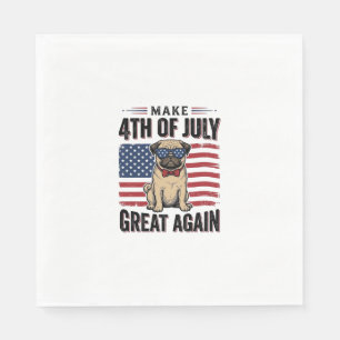 4th of July Pug Patriotic Vintage Shirt Design_1 Napkin