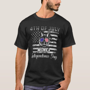 4th Of July Quote Meowica Cool American Flag Cat T-Shirt