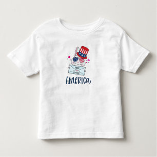 4th of July Rabbit with USA Flag Sun Glasses Toddler T-Shirt