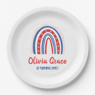 4th of July Rainbow Birthday Paper Plate