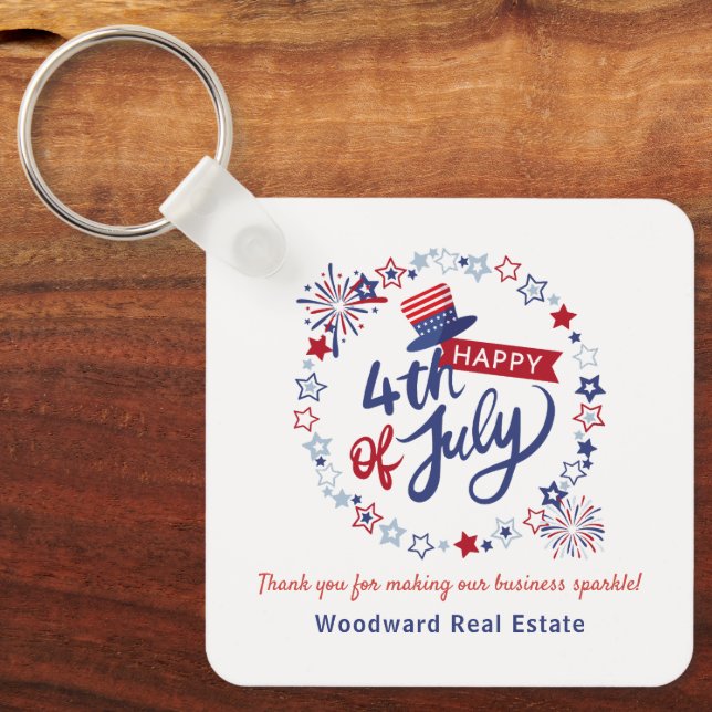 4th of July | Real Estate Budget Personalised  Key Ring (Front)