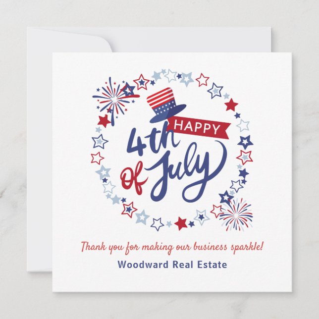 4th of July | Real Estate Thank You Clients Budget Card (Front)
