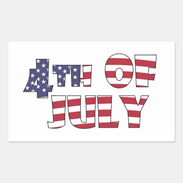 4TH OF JULY RECTANGULAR STICKER (Front)