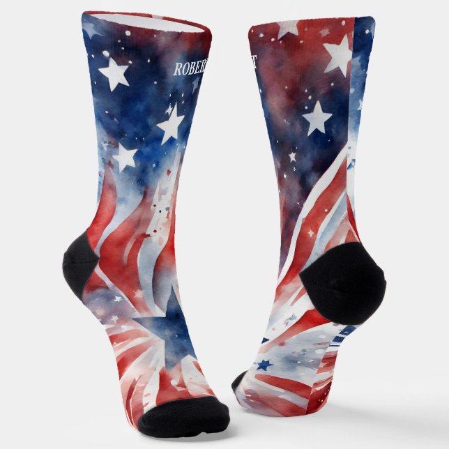 4th of July Red and Blue Socks (Angled)