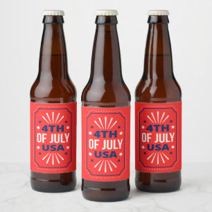 4th of July Red Beer Label Set