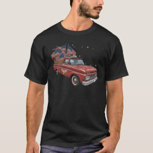 4th of July Red Truck with American Flags T-Shirt
