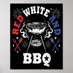 4th Of July Red White And Bbq Grilling Grill Poster