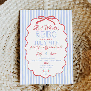 4th of July Red White and BBQ Independence Day Invitation
