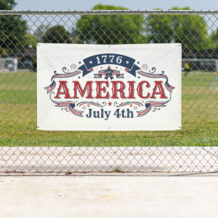 4th of July Red White and Blue Banner