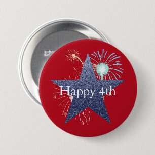 4th of July red, white and blue fireworks Button