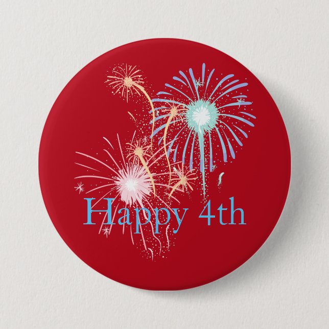 4th of July red, white and blue fireworks Button (Front)