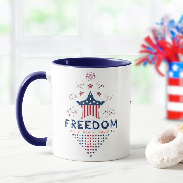 4th of July Red White and Blue Fireworks Custom Mug (Creator Uploaded)