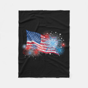 4th Of July Red White And Blue Fireworks Show Usa Fleece Blanket