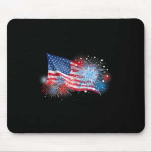4th Of July Red White And Blue Fireworks Show Usa Mouse Pad