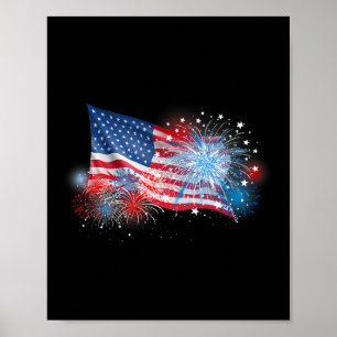 4th Of July Red White And Blue Fireworks Show Usa Poster