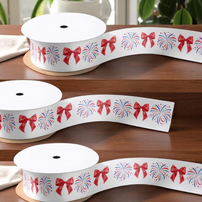 4th of July Red White and Blue Patriotic Americana Satin Ribbon (Creator Uploaded)