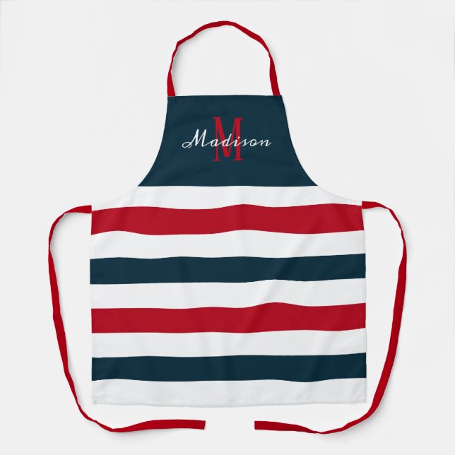 4th of July Red White and Blue Personalised Apron (Front)