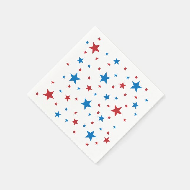 4th of July, Red White and Blue Stars,  Napkins (Corner)
