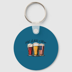 4th of july red white and brew beer funny american key ring