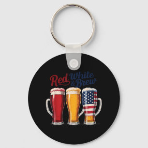 4th Of July Red White And Brew Beer Shirt Funny Am Key Ring