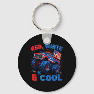 4th Of July Red White And Cool Monster Truck Firew Key Ring