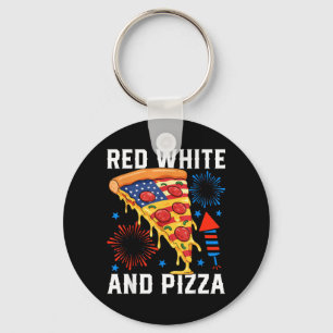4th Of July Red White And Pizza Patriotic Usa Food Key Ring