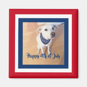 4th of July Red, White, Blue Cute White Puppy Dog Magnet