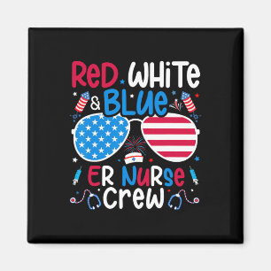 4th Of July Red White Blue Er Nurse Crew Patriotic Magnet