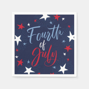 4th of July Red White Blue Fireworks Party Napkin