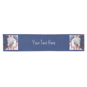 4th of July Red White Blue Patriotic Eagle Party Short Table Runner